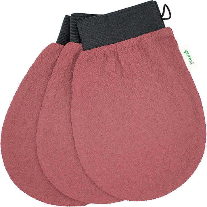 3 Exfoliating Gloves - Kessa Hammam Body Scrubber - Fake Tan Remover Exfoliator Mitts (Mixed)