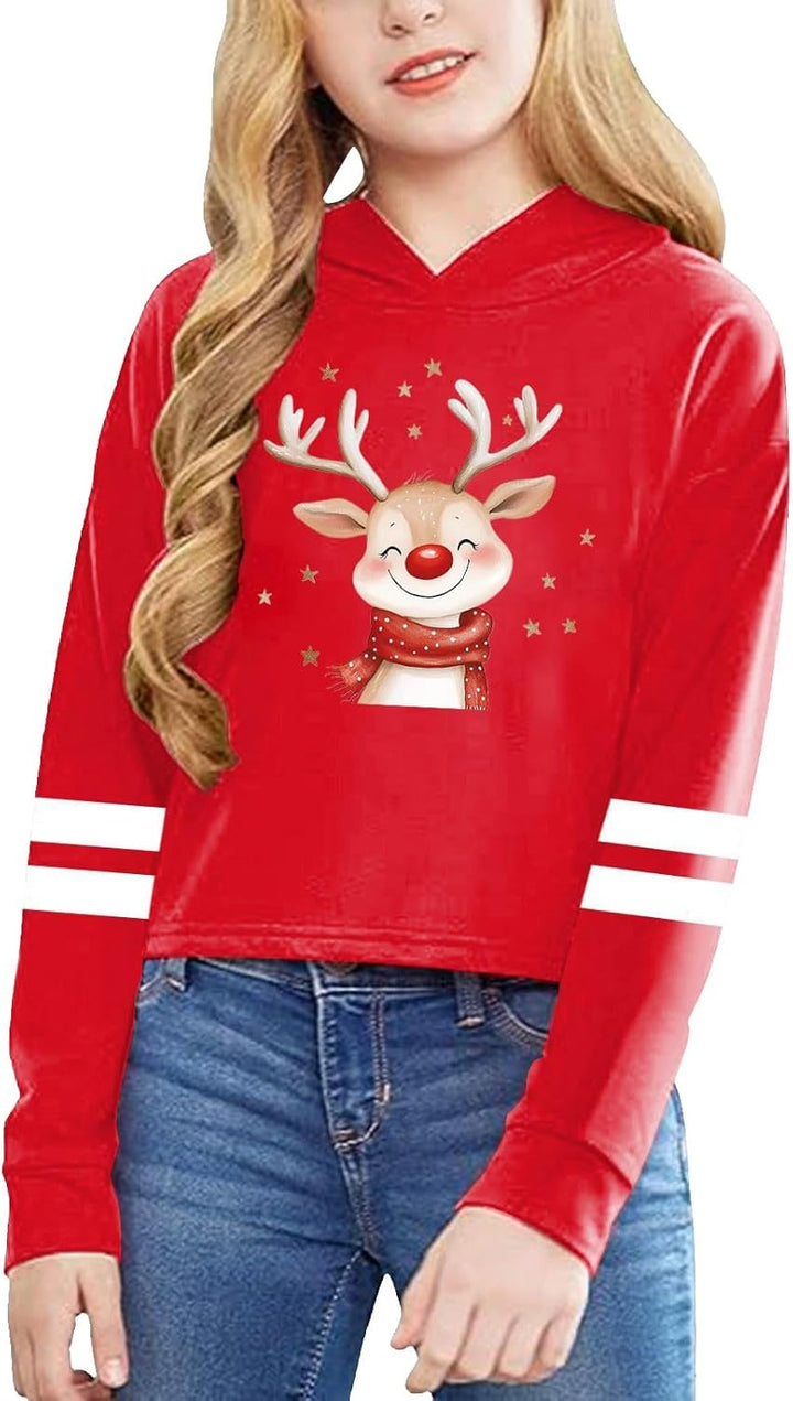 Hoodies for Girls Graphic Letter Print Pullovers Tops Long Sleeve Casual Soft Pullover Christmas Bags