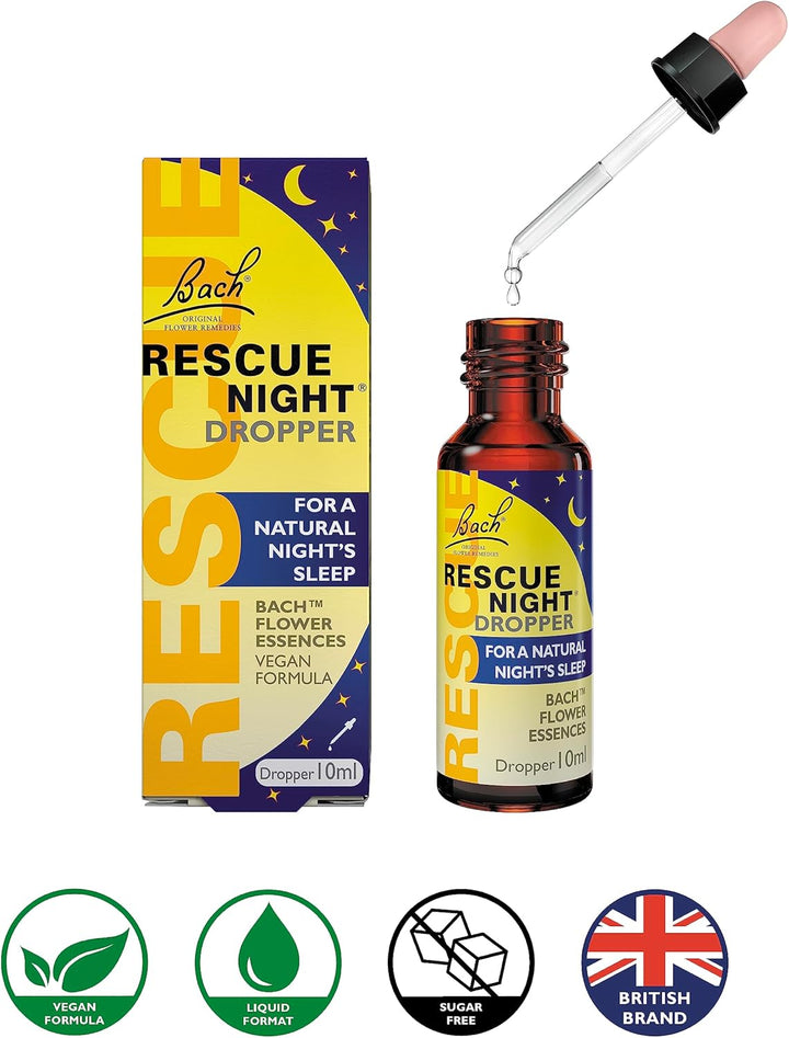 Night Dropper | Aid a Natural Night'S Sleep | Bach Original Flower Essences | Easy-To-Use 10Ml Dropper | Help Switch off Repetitive Thoughts for Restful Sleep​