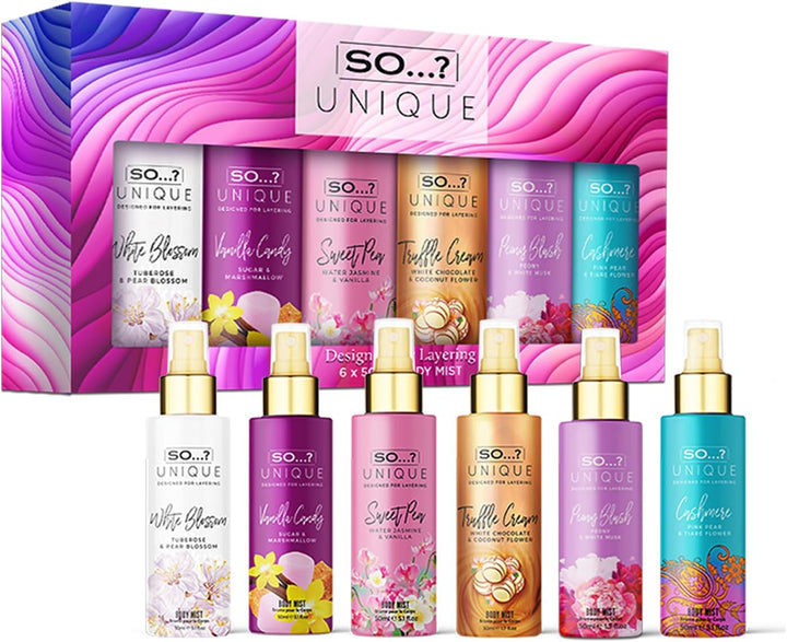 Unique Grande Womens Mini Mist Gift Set, Body Mist Fragrance Spray (6X50Ml)