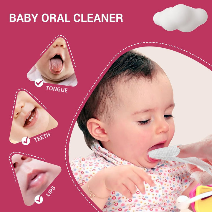 120 Counts Baby Tongue Cleaner and Oral Teeth Finger Toothbrush, Mouth and Gum Dry Wipes,For Newborn,0-24 Months Infants,Toddlers