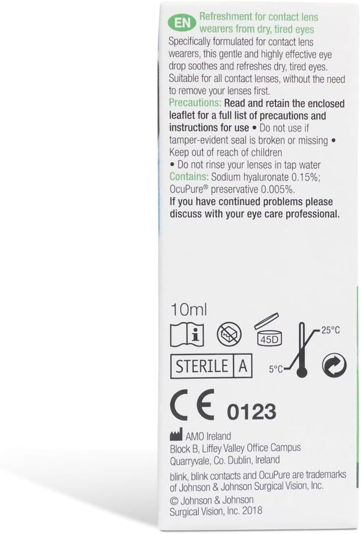 Contacts Eye Drops - Instant Moisturising of Dry Contact Lenses - Lubricating Eye Drops for Tired Eyes with Hyaluronate to Maintain Contact Lens Comfort, 10 Ml