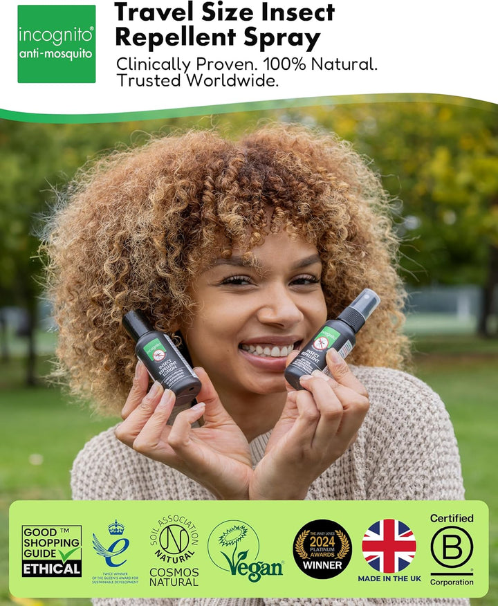 Insect Repellent Spray, 50Ml - Natural DEET Free, Shields from Wide Range of Biting Insects. Clinically Proven Protection from Ticks & Dengue Carrying Mosquitoes, Organic Mosquito Repellent