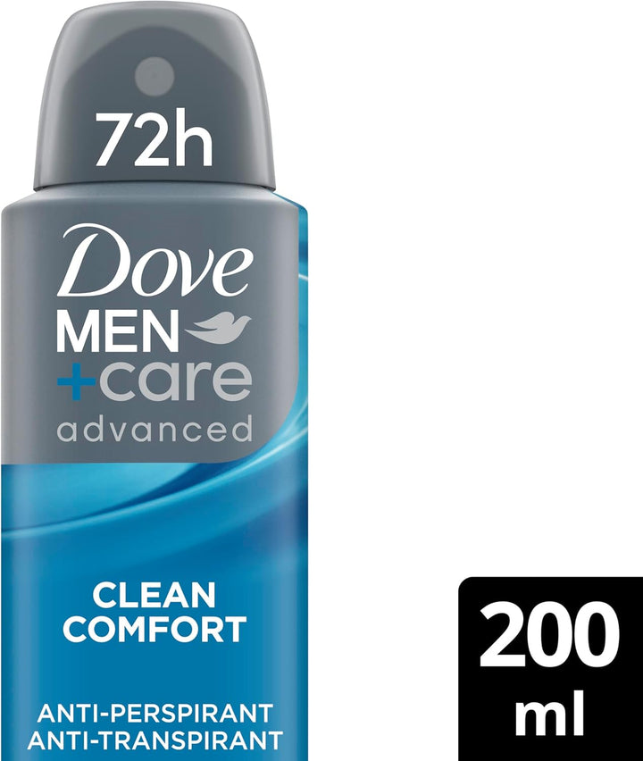Dove Men+Care Advanced Clean Comfort Men'S Antiperspirant Deodorant Body Spray with ¼ Moisturising Cream & Anti-Odour Technology for 72 Hour Protection against Sweat and Odour 200 Ml