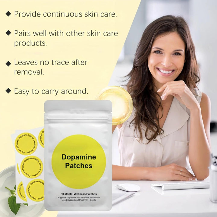 30PCS Dopamine Patches, Plant-Based Formula, Energy Supplement Patches, Dopamine Supplements for Mood Boost & Positivity Support, Natural & Long-Lasting Body Care