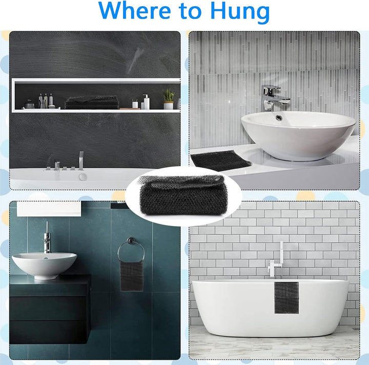 3Pcs African Sponge Bath, Exfoliating Net, Beauty Skin Wash Towel African Net Cloth Nylon Back Scrubbers Shower Body Cleaning Spa Massage Bath Towel Back Scrubber