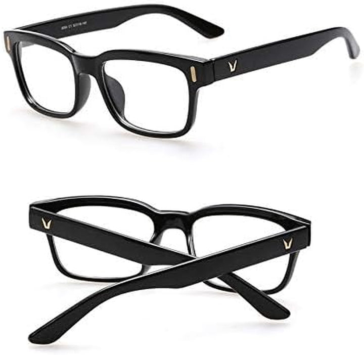 TECH-LINE-DIRECT Black Large Square Frame Glasses Retro Optical Clear Lens Eyeglasses Unisex 2019