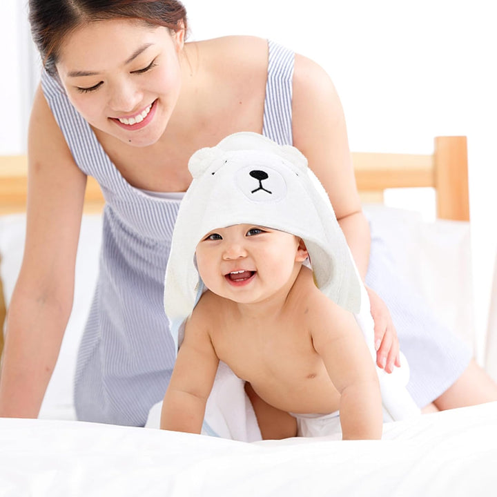 Hooded Towel - 3 Piece Baby Bath Towel Set, 80 X 80 Cm, Soft, Super Absorbent, Cute Unisex Hooded Towel with Pattern, 0-5 Years