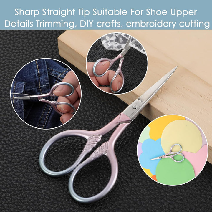 Facial Hair Small Grooming Scissors for Men Women, 3.5Inch Small Precision Scissors, Safety Scissor with PU Sheath for Facial Hair, Eyebrow, Eyelash, Beard, Moustache