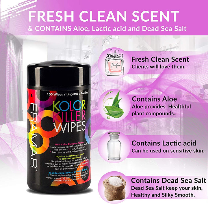 Professional Hair Colour Remover – 100 Wipes for Dye & Bleach Removal Hair Color Remover, Dye Remover Hair Dye Permanent