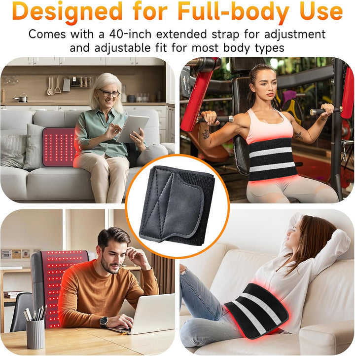 2025 New Portable Red Light Therapy Belt for Body Pain Relief, 24" X 12" Medical-Grade TPU, Dual Wavelength near Infrared Red Light Pad for Face and Body (Black)