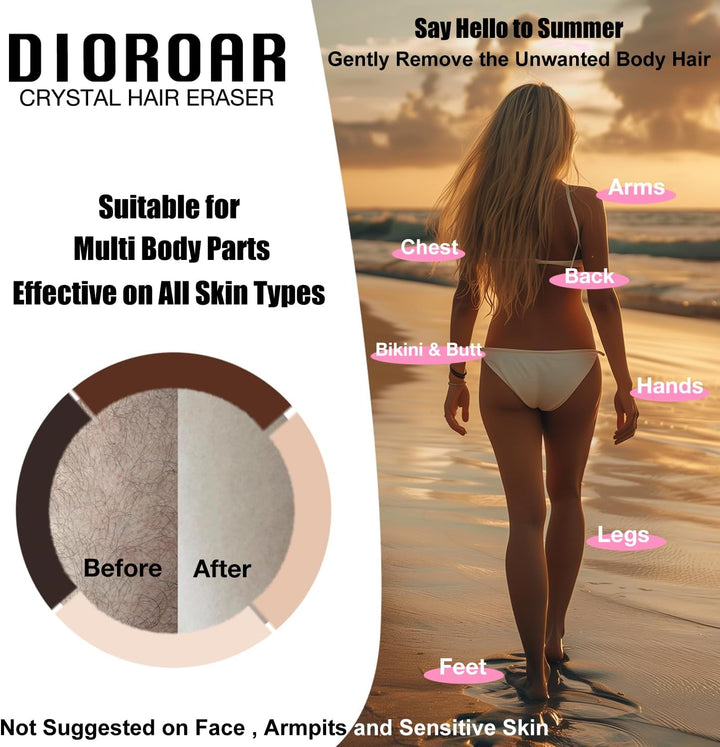 Crystal Hair Eraser for Women,Upgraded Painless Crystal Hair Remover Diamond,Effective Nano Glass Hair Removal Stone Exfoliation without Shaver,Natural Epilator for Silky Skin(Rose Pink)