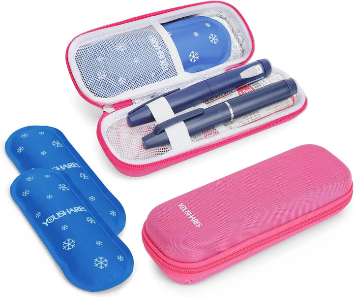 Insulin Cooler Travel Case - Medicine Cool Bag Travel with 2 Ice Packs, Insulin Case for Diabetic Supplies (Black)