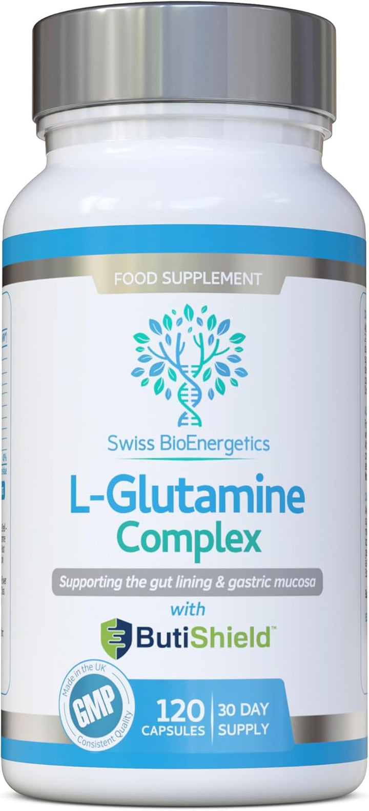 L-Glutamine Complex with Butyric Acid, Glucosamine (N-Acetyl-D), Marshmallow Root, Slippery Elm Bark, Liquorice Root, Chamomile Flower, Mastic Gum, Quercetin & Zinc - UK Made and No Artificial Nasties