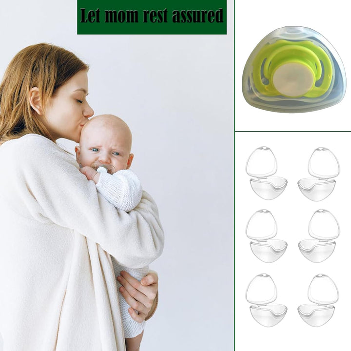 6 Pack Baby Pacifier Cases - Clear - for Travel and Home