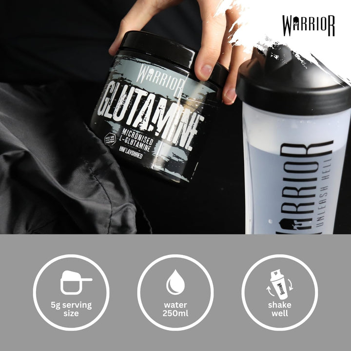 Glutamine 500G - Pure Micronised L-Glutamine Powder - Amino Acid - Muscle Growth & Recovery Supplement- Gut Health - Mix in Protein - Pre and Post Workout - 100 Servings (Unflavoured)