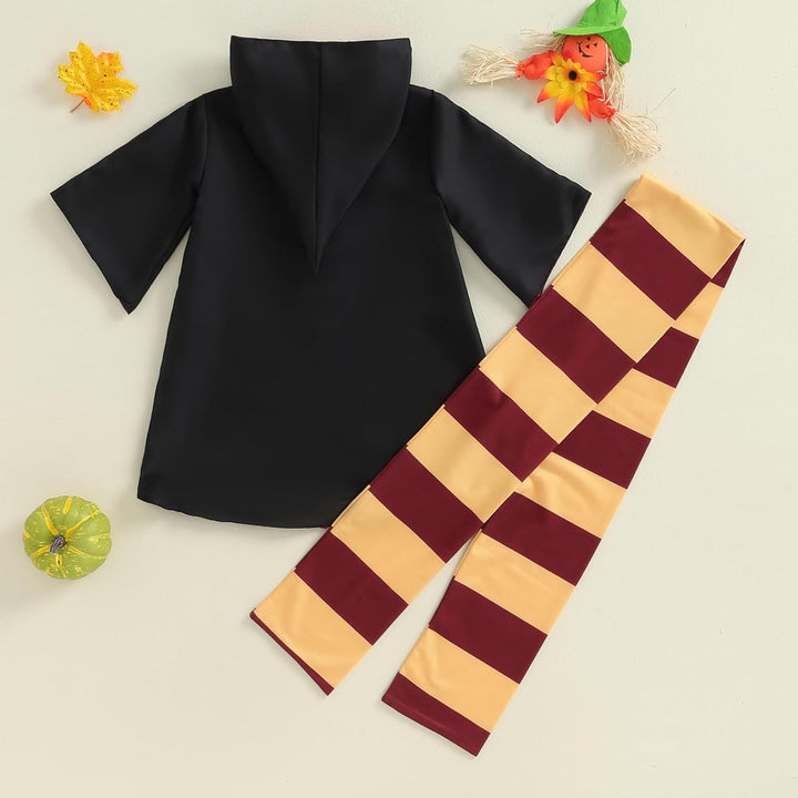Kids Toddler Baby Girl Boy Wizard Costume Long Sleeve Hooded Robe Infant Halloween Outfits