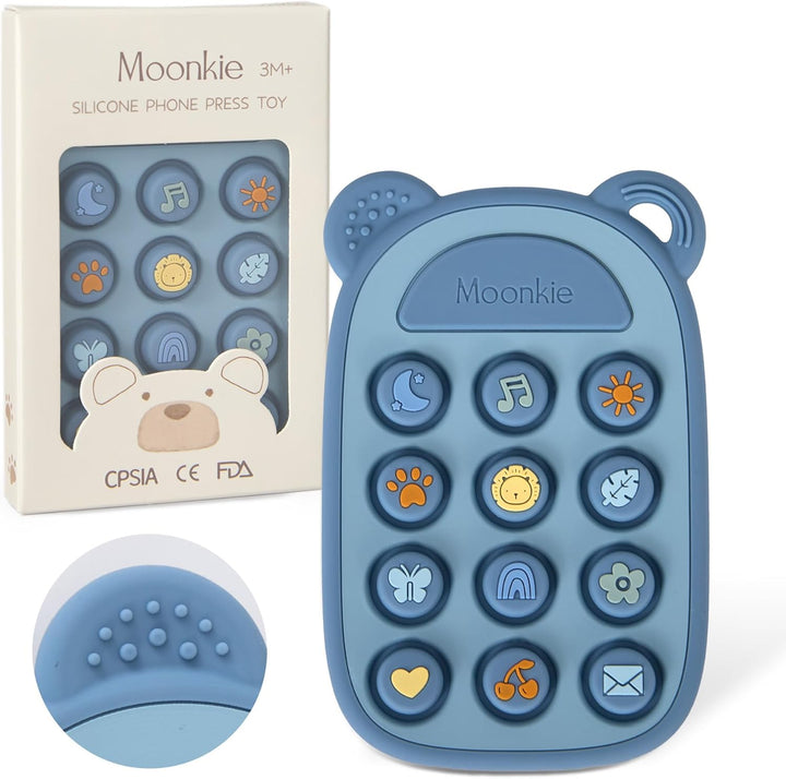 Teething Toys for Baby, Silicone Phone Press Teether for 3 Months+, Pop It Fidget Toys, Bpa-Free, Gum Pain Relief, Baby Shower Gifts for Boy and Girl, Sensory Toys for Babies(Blush)