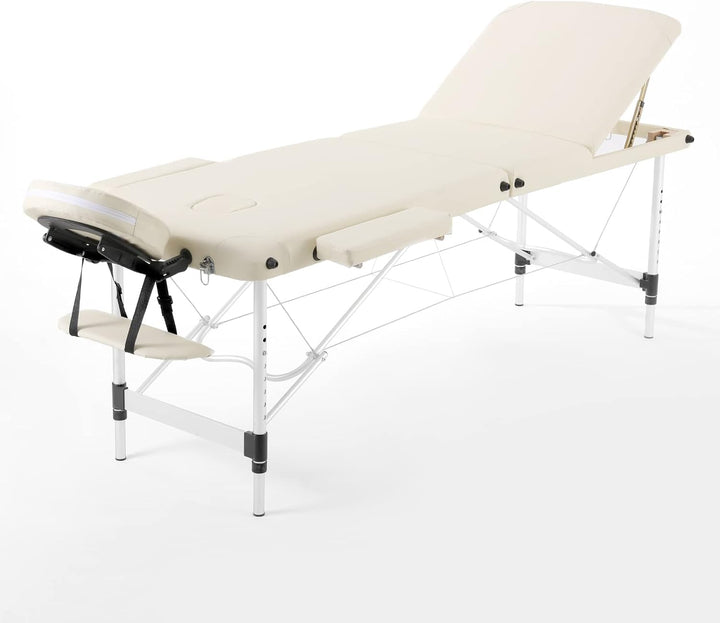 Portable Massage Table Folding Lightweight Beauty Salon Spa Bed Therapy Couch (Black, 60Cm Width 3 Section Aluminum)