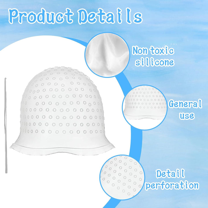 Highlight Cap and Hook Kit, 12-Piece Silicone Hair Highlighting Set with Dye Tools, Professional Streaking Cap for DIY Home Styling and Salon Use