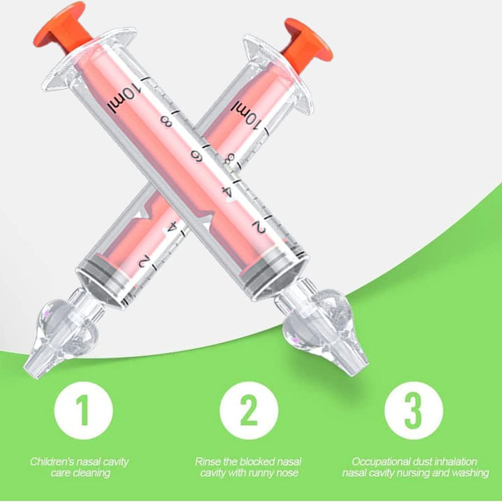 2Pcs Baby Nasal Aspirator, 10Ml Nasal Irrigator, Reusable Silicone Nasal Suction Tip, Nasal Irrigator for Baby, Nose Cleaner Rinsing Device, Safe and Comfortable