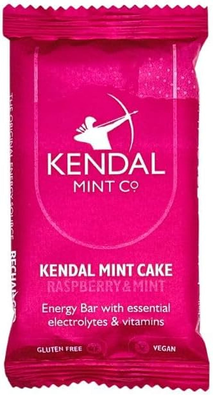 KMC Energy Bars Pocket-Sized, Original Flavour, Kendal Mint Cake Recharged, Vegan, Gluten Free with Essential Electrolytes & Vitamins35G (6 Count (Pack of 1), Raspberry)