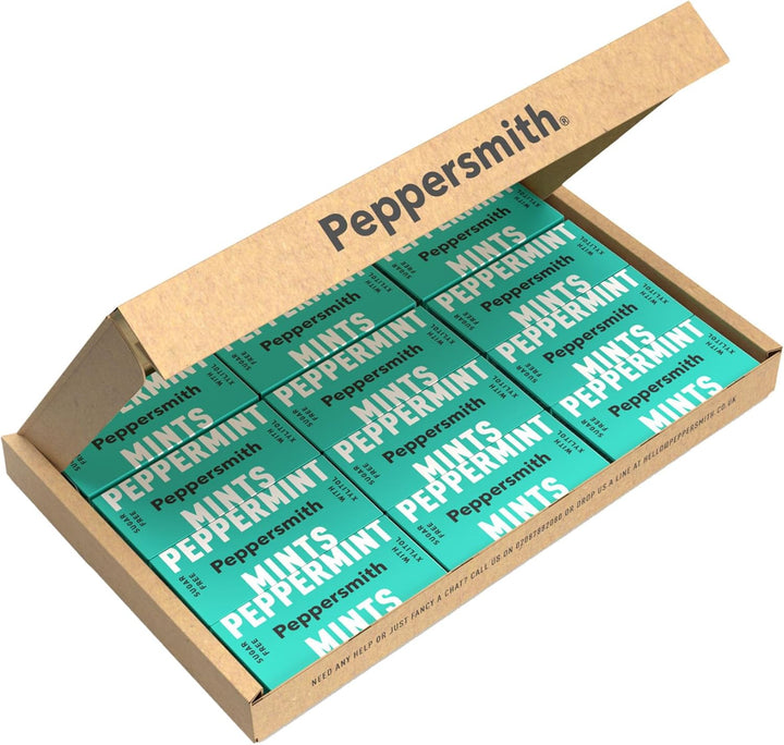 - British Peppermint Mints - 100% Plant Based Xylitol - Breath Freshener - Sugar Free Mints - Benefits Oral Health - Pocket Packs - 12X15G
