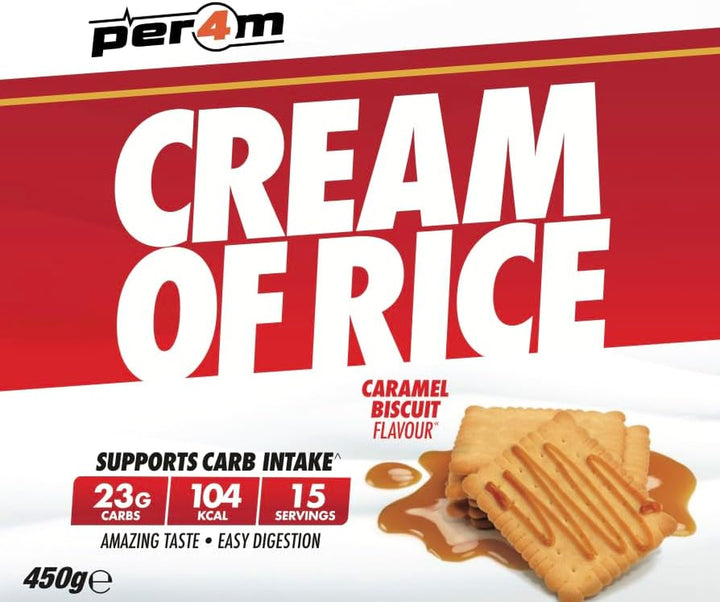 Protein Cream of Rice | Easy-To-Digest Complex Carbohydrate | Gluten-Free, Plant-Based Smooth Rice Porridge | Ideal Pre Post-Workout (450G, Caramel Biscuit)