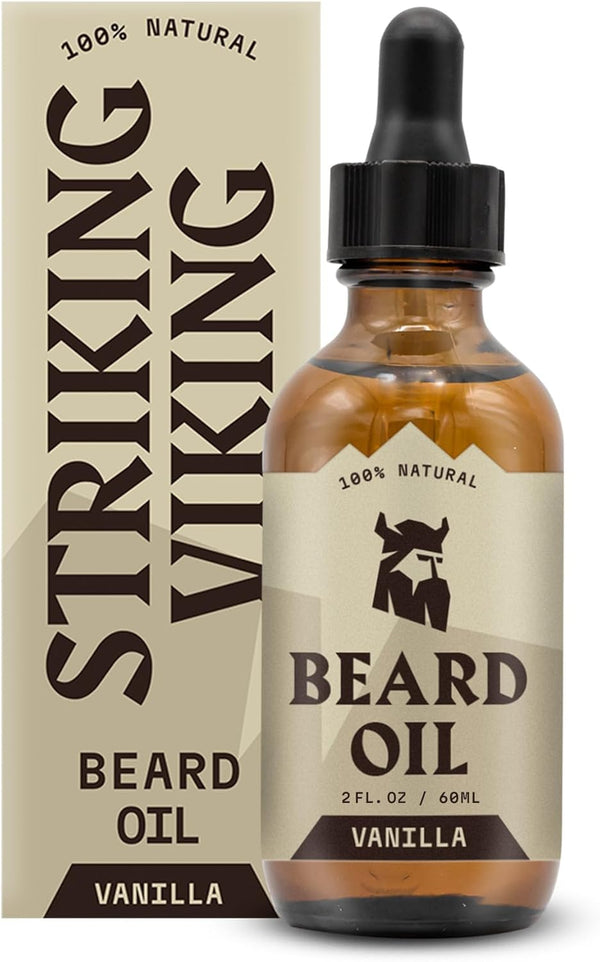 Beard Oil for Men - 60 Ml, Vanilla Scent - Naturally Derived Conditioner with Almond, Tea Tree, Argan & Jojoba Oil for Beard Growth, Softening & Moisturising