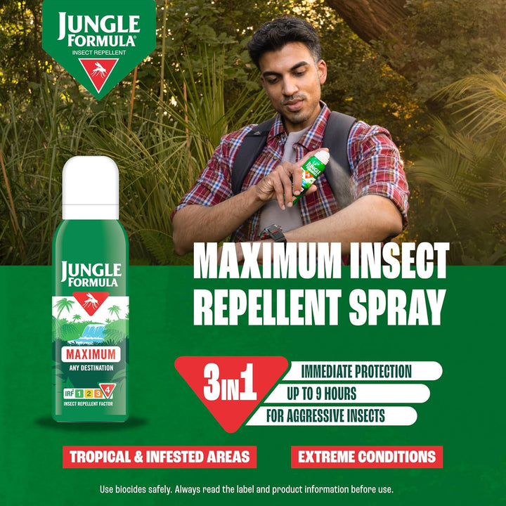 Maximum Strength Insect Repellent Aerosol Spray (125Ml - 50% DEET) - up to 9 Hour Protection against Mosquitoes, Ticks & Biting Insects - Mosquito Repellent for Travel & Domestic Use