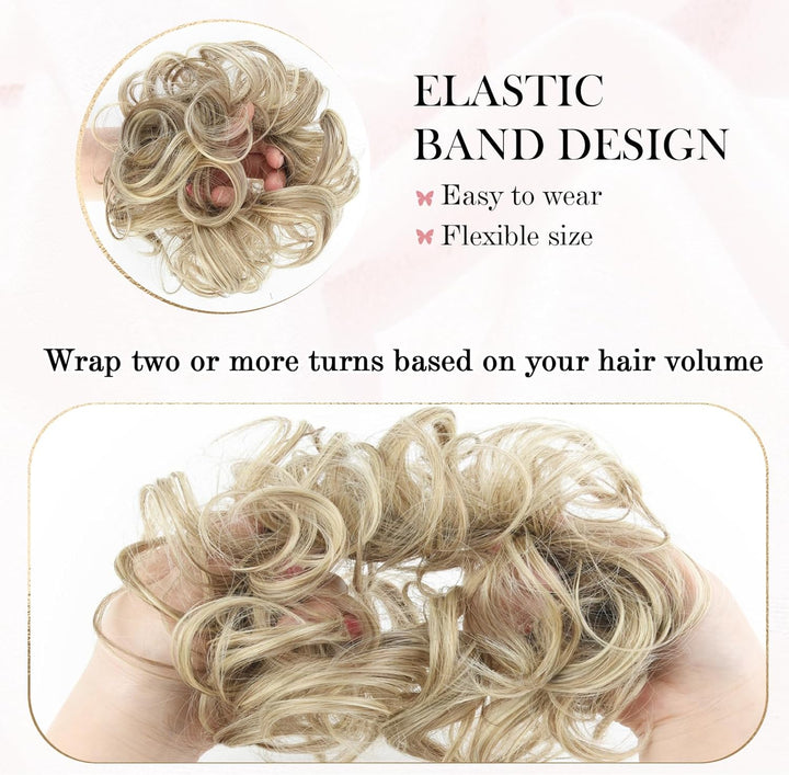 Messy Bun Hair Piece for Women,Curly Wavy Hair Scrunchies Bun Extensions Hairpieces,Synthetic Hair Chignons Accessories Updo for Girls(18/22#,35G)