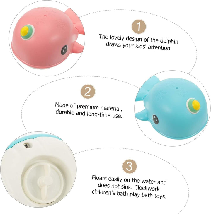 Whale Bath Toys for Toddlers 2Pcs Cartoon Wind-Up Bathtub Toys in Pink and Blue for Baby'S Summer Bath and Swimming