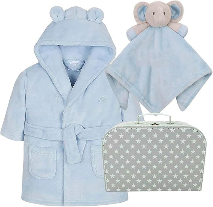 Newborn Baby Boy Gift Set Personalised New Baby Gift Blue Baby Dressing Gown Comforter Hamper Present