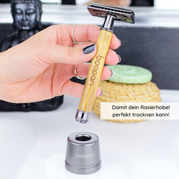 Boopan® Safety Razor Stand for Bamboo Safety Razor, Rustproof in Various Sizes, Metal Shaving Stand in Metal Gun
