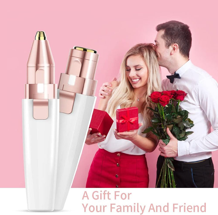 Facial Hair Remover for Women & Eyebrow Trimmer, 2 in 1 Rechargeable Facial Epilators with LED Light - Electric Hair Trimmer for Face