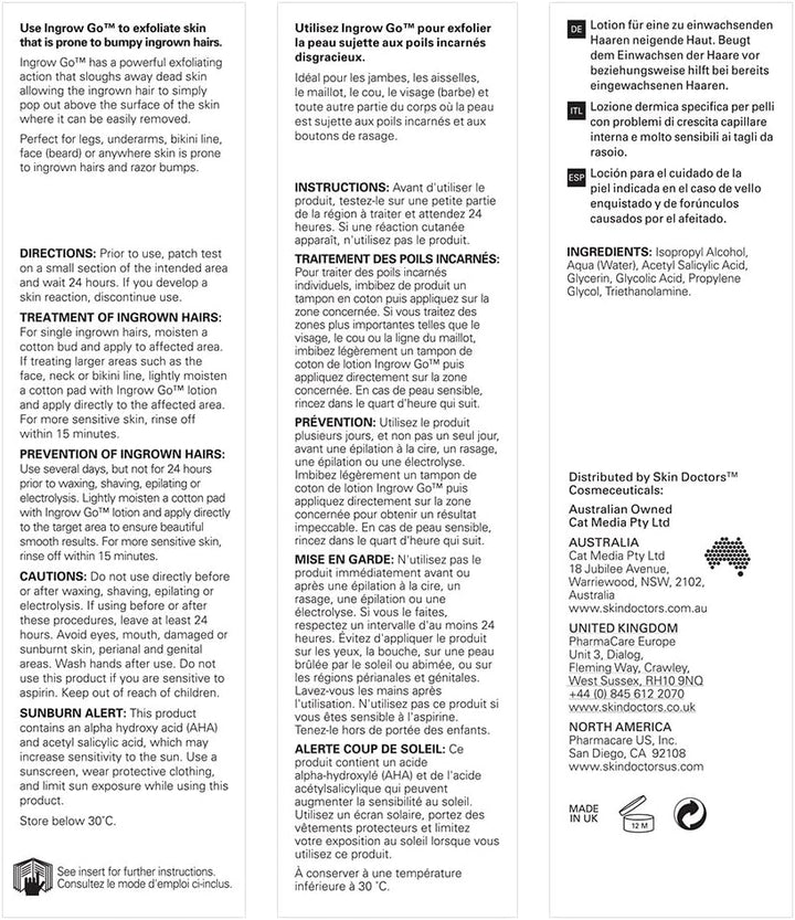 Ingrow Go Lotion | Ingrown Hair Treatment | Reduces Razor Burns & Bumps I Use on Legs, Bikini Line, Underarm & Face | 120Ml