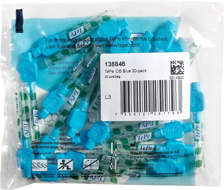 Interdental Brush, Original, Blue, 0.6Mm/Iso 3, 20Pcs, Plaque Removal, Efficient Clean between the Teeth, Tooth Floss, for Small Gaps