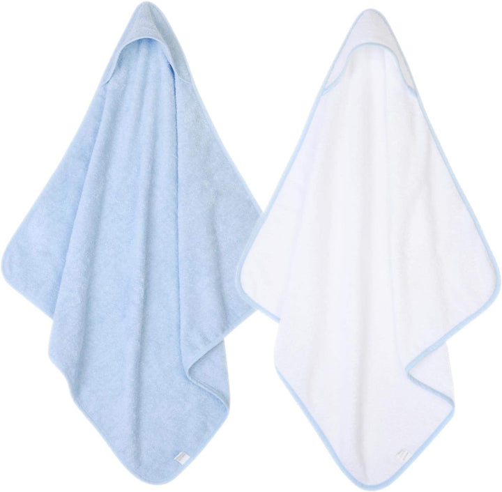 2 X Hooded Baby Towel Soft 100% Cotton Bath Wrap Pack of Two Towels, Pink & White