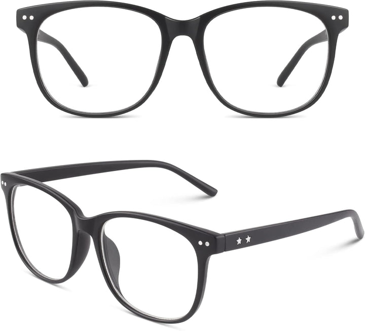 CN81 Fake Glasses Women Men Large Oversized Clear Lens Horn Rimmed Glasses 100% UV400 Protection