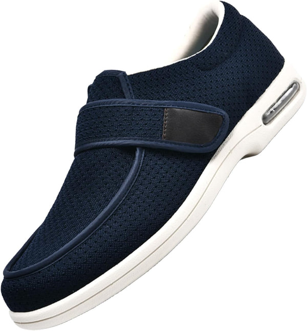 Extra Wide Fit Diabetic Shoes,Close Wide-Fitting Touch Bar-Strap Slippers Adjustable Hook and Loop Comfy Swollen Feet Shoe,