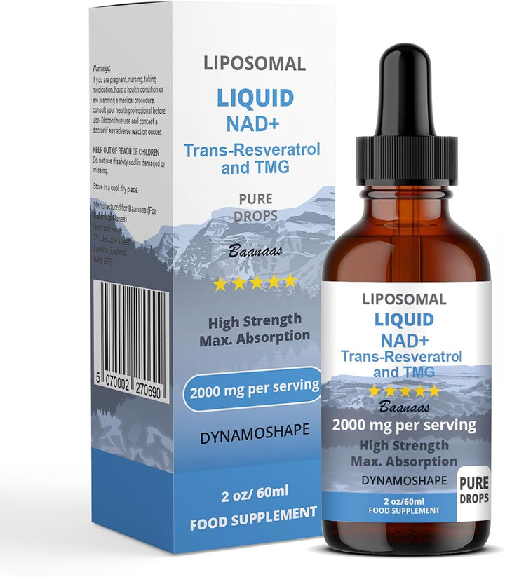 LIPOSOMAL Liquid NAD+ Trans-Resveratrol and TMG Supplement for Cellular Repair & Energy Metabolism, 2000 Mg, 60 Ml