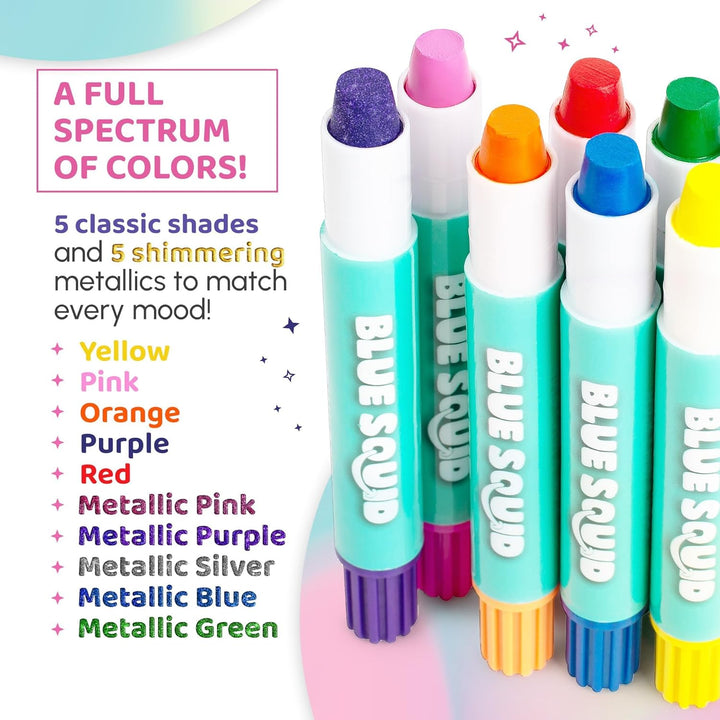 Hair Chalk for Girls Pens – 10 Vibrant Temporary Hair Colour Chalks for Kids - Ideal Christmas, Birthday Gifts for Girls & Teens - Kid Safe, Washable Hair Dye for Ages 6 7 8 9 10 11 12