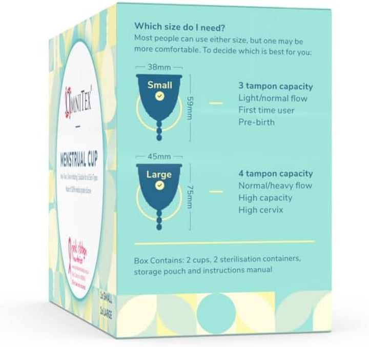 2Pk  Menstrual Cups for Breast Cancer | 100% Pure Medical Grade Silicone | Safe Eco-Friendly Tampon & Pad Alternative | Non-Toxic ISO10993 Tested | BPA & Latex-Free, Mix Pack Small & Large Cup
