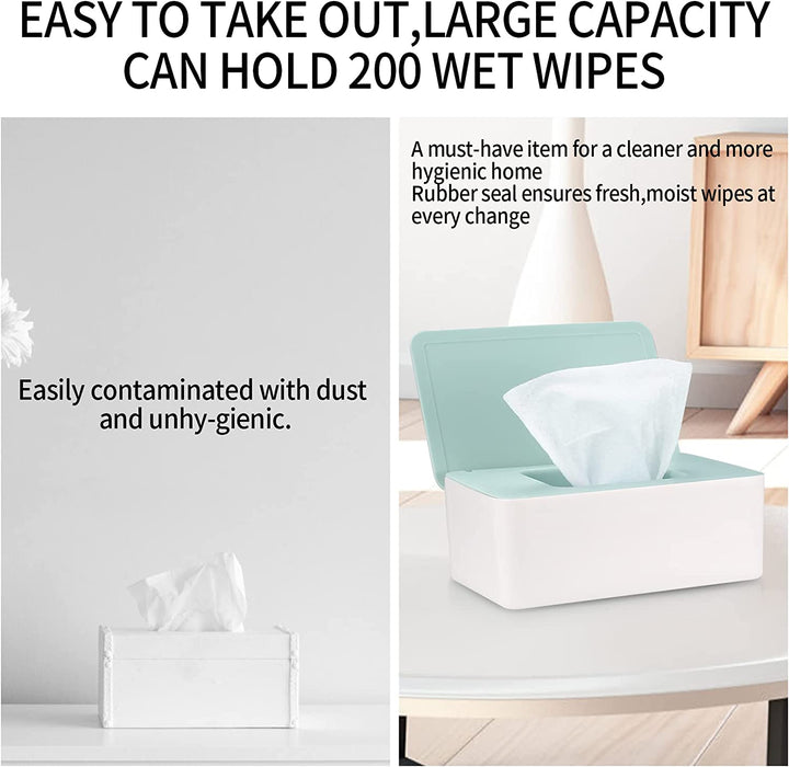 Wet Wipes Storage Box, Wet Wipes Box, Wipes Dispenser Holder Case Boxes, Toilet Tissue Paper Napkin Container Box with Lid for Home Office Desk - Green (Green)