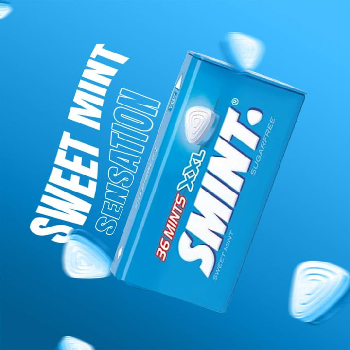 SMINT Sugar Free Mints XXL - Smint Mix Flavor Strawberry, Spearmint, Sweet Mint, Peppermint - 36 Mints Tin Pack of 4