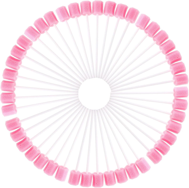 50 Pcs Mouth Swabs, Oral Care Sponge Swab Disposable Mouth Swab Tooth Cleaning Tool Dental Care Kit, Mouth Sponges for Kit Foam Swab Sticks for Oral Care (Pink)
