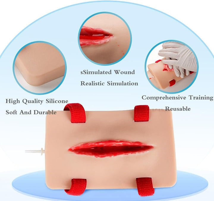 Wound Dressing and Tourniquet Simulator Manikin, 2 Pieces Wound Dressing Tourniquet Training Manikin, Wearable, Wound Skin Simulation Module, for Medical Courses, Hemostasis First Aid Practice