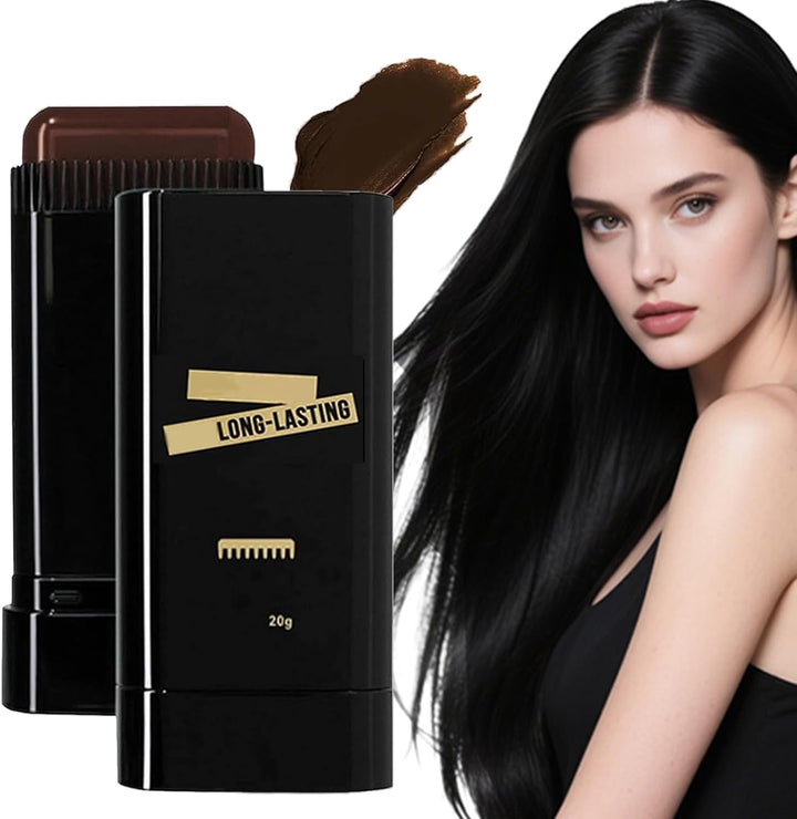 2PCS Carylook Hair Color Stick - 2025 Upgraded Waterproof and Sweatproof Hair Dye Stick, Portable Built-In Comb, 2-In-1 Touch-Up Comb for Gray Hair Coverage (Black)
