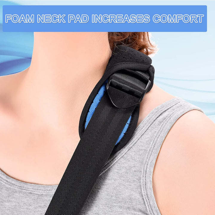 Universal Arm Sling, Shoulder Immobilizer with a Foam Neck Pad for Women, Men, Teenager, Adjustable Arm Support Strap for Broken Wrist, Elbow, Dislocated Shoulder - M