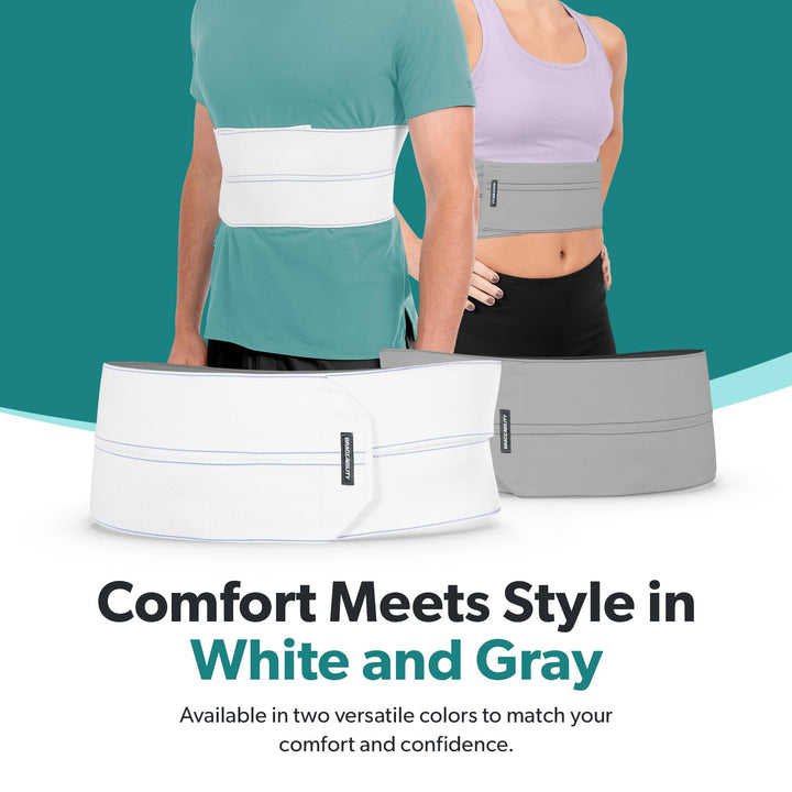 Broken Rib Brace | Elastic Chest Wrap Belt for Cracked, Fractured or Dislocated Ribs Protection, Compression and Support (Female - Fits 28"-60" Chest)